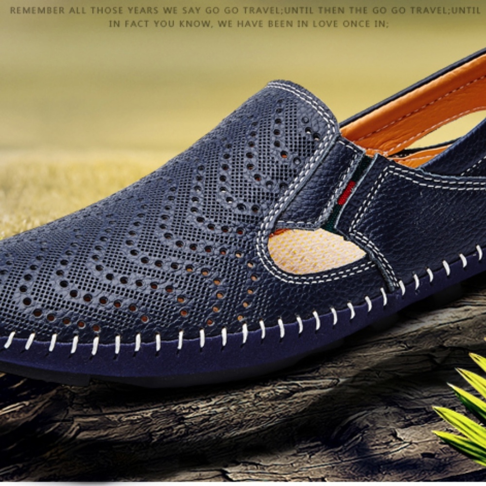 Men's 100% Leather Designer Sandals ~ Easy Slip-On